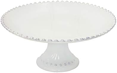Costa Nova Pearl Collection Stoneware Ceramic Footed Plate 11", White