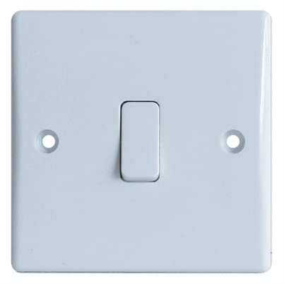 NCaan Slimline Single Light Switch with Rounded Edges, 10A, 1 Way, 1 Gang, White, Complete with 25mm Long Screws (Light Switch - 1 Gang - 1 Way) — image 1