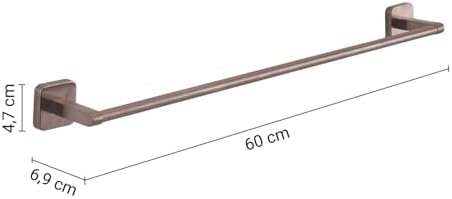 Tonga Porta Asciugamani Bagno da Parete Lunghezza 60cm, Porta Asciugamani Muro Fissaggio Tramite Viti o Adesivo, Finitura Oro Rosa, Porta Salviette Bagno da Muro in Acciaio Inox e Cromall