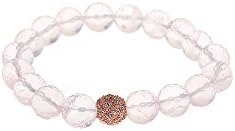 Faceted Rose Quartz CZ Pave Starburst Center Stretch Bracelet