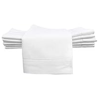 CleverDelights 12 White Hemstitch Dinner Napkins - 20" - 55/45 Linen Cotton Blend - 20" x 20" Ladder Hemstitch Cloth Dinner Napkins