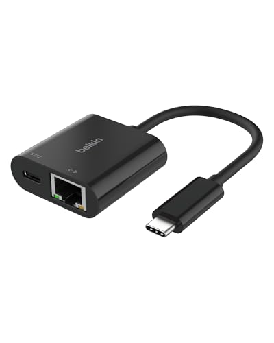 Belkin USB-C/Ethernet- und Ladeadapter 100 W, Gigabit 10/100/1000 Mbit/s, fuer iPhone 16, Samsung Galaxy S24