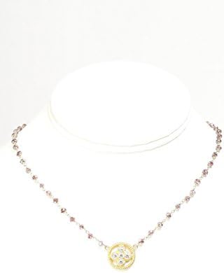 Flower Charm Necklace with Red Spinel Beads