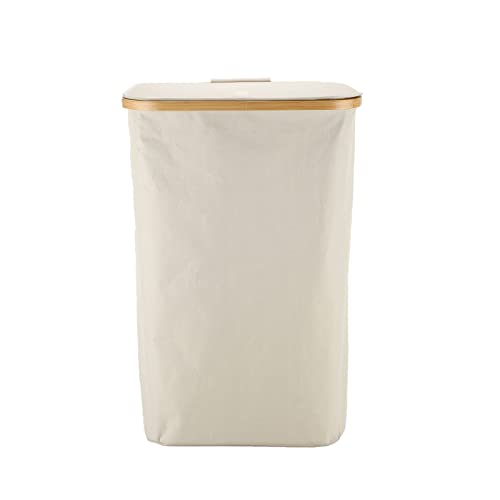 CINWEN Laundry Basket with Lid, 105L Large Laundry Collector Storage Basket Removable Washable Laundry Bags, Foldable Big Laundry Sorter Made of Bamboo and Oxford Fabric for Bedrooms, Bathroom