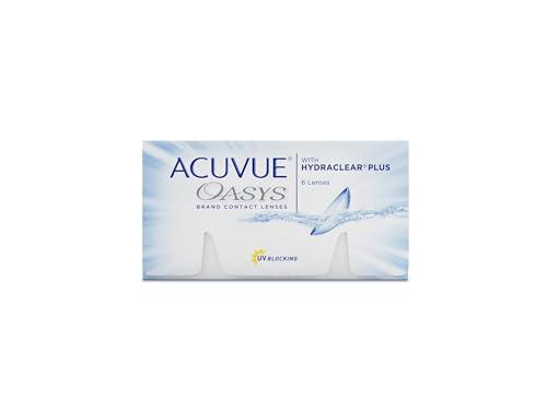 ACUVUE OASYS with HYDRACLEAR PLUS - lentes de reemplazo cada 2 semanas - proteccion UV,-0.50 dioptrias, BC 8.4, DIA 14.00, 12 lentes