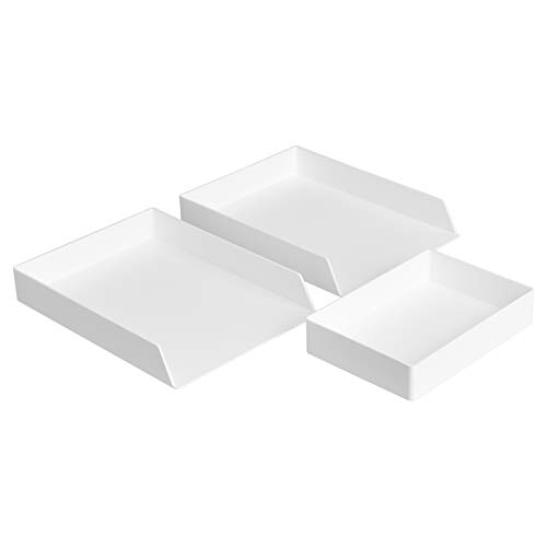 Amazon Basics - Rectangular Plastic Organizer Bundle - Letter Tray 2-Pack/Accessory Tray, 3 Count (Pack of 1), White