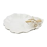 Mud Pie Oyster Chip and Dip Set, White, server 8