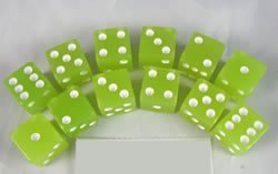 Glow in the Dark Lemon 16mm 6 Sided Dice 12 ea in Box by Koplow Games