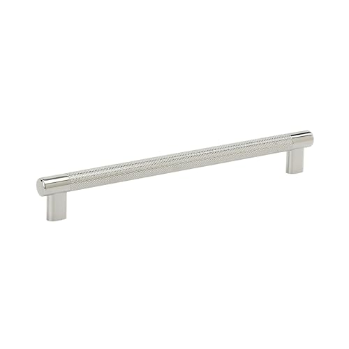 Amerock | Kitchen Cabinet Pull | Polished Nickel | 10-1/16 in (256 mm) Center-to-Center | Bronx | 1 Pack | Furniture Hardware | Cabinet Handle | Bathroom Drawer Pull