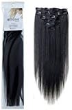 100% Real Human Hair Clip In Extensions-Emosa Jet Black Wig Remy Hair Extensions for Women and Girls(#1 Jet Black,22inch,70g)