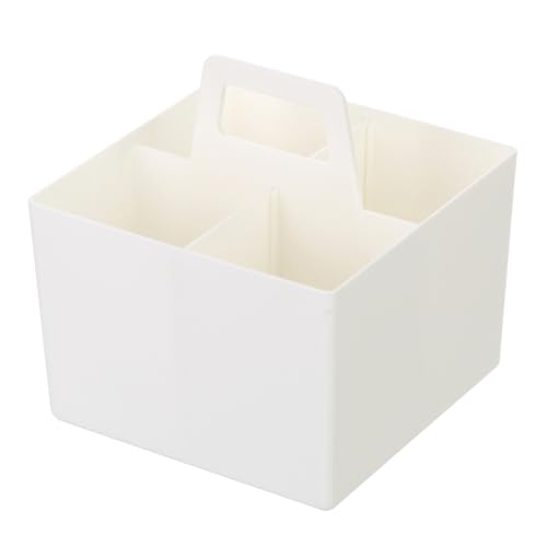 YBM HOME 4-Compartment White Plastic Condiment Caddy with Carrying Handle - Res…