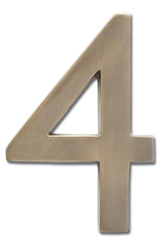 Architectural Mailboxes 3585AB-4 Brass 5-Inch Floating House Number 4, Antique Brass