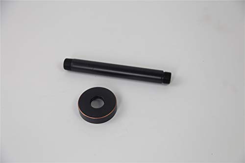 Weirun Bathroom 1/2 NPT All Brass 6-Inch Round Straight Shower Arm for Fixed Shower Head with Flange Ceiling Mount,Oil Rubbed Bronze