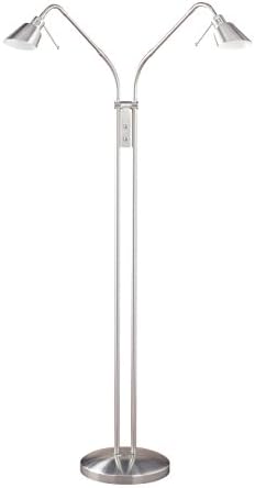 Kendal Lighting FL4048-2-SN Portable Task/Reading 2-Light Floor Lamp, 42", Satin Nickel