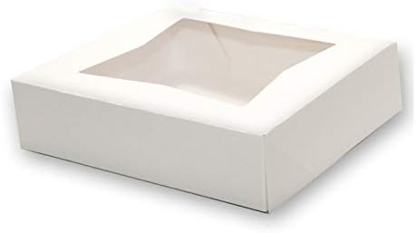 Bakery Boxes 10" x 10" x 2.5" White Window Auto-popup Muffin Pie Cake Cookie Container Box to go by Cianado Supply (Pack of 18) โฆ