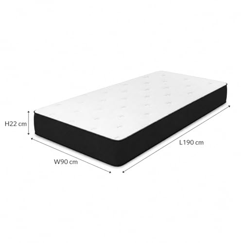 Vital Bonnel Spring Mattress | Orthopedic Support Bed Mattress with Breathable Quilted Top | Durable & Comfortable Mattress for Home Bedroom (Single - W 90 x L190 x H 22 cm)