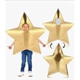 Jenaai Gold Nativity Star Costume for Kids Star Shaped Costume Kids Christmas Scene Cosplay Outfits Apparel Religion Living Props for Religion Sunday School Church Supply