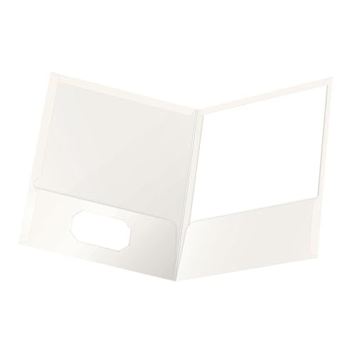 PortfĂłlios de dois bolsos com capacidade de 100 folhas laminadas Oxford (51704), Branco, Letter, 11 L x 8-1/2 W in