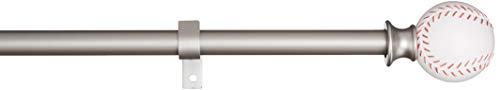 AmazonBasics Decorative 5/8" Curtain Rod with Baseball Finials - 48-86"