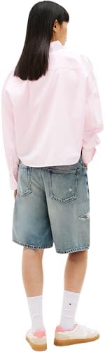 Donna Camicia Essential Crop in Cotone, Rosa (Pearly Pink), L