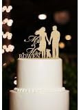 Wedding Cake Toppers Bride and Groom Romantic with Dog Mr and Mrs Cake Topper Rustic Wood Personalized with Name
