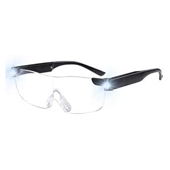 Tide Magnifying Glasses with Light Led USB Rechargeable Magnifier Eyeglasses LED Big Zoom Vision (Black, 1.6X)