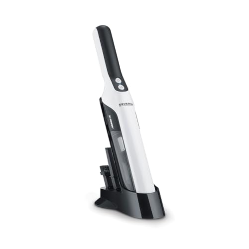 Aspiradora de mano sin cable, aspirador silencioso para pelos con accesorio para muebles y teclados, aspirador pequeño con batería hasta 30 min, blanco/negro mate, HV 7140