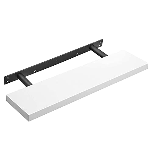 VASAGLE Floating Shelf, Wall Shelf for Photos, Decorations, in Living Room, Kitchen, Hallway, Bedroom, Bathroom, White LWS28WT