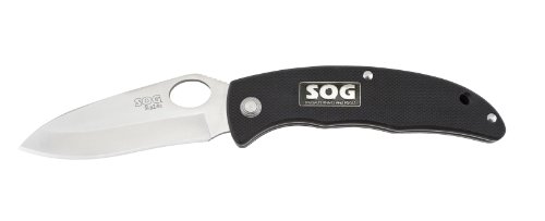 SOG Specialty Knives & Tools SP51-CP Slipzilla Knife with Straight Edge Folding 3.2-Inch Steel Drop Point Blade with G10 Handle, Satin Finish