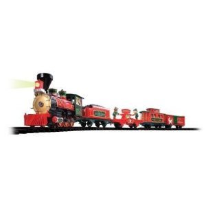 Holiday Santa Express Christmas Train Set, 35 PIECE SET, REMOTE CONTROL RADIO TRANSMITTER OVER 20 FEET OF TRACKS 37290