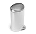 simplehuman 6 Liter / 1.6 Gallon Semi-Round Bathroom Step Trash Can, White Steel