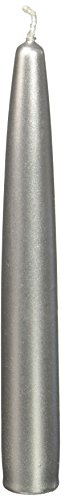 Zest Candle 12-Piece Taper Candles, 6-Inch, Metallic Silver