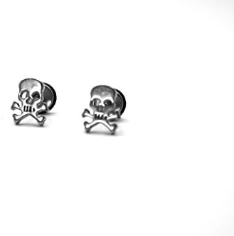 Millardo Jewelry Basic Collections Skull & Cross Bones shaped Stud screw-back Earrings (Stainless Steel)