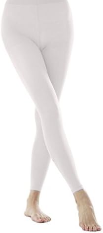 LIG Girls Kids &amp; Junior Solid Colored Opaque Footless Tights / Leggings 4-6 White