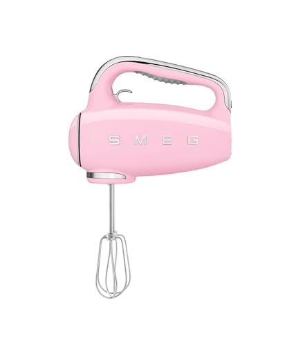 Smeg HMF01PKEU Hand Mixer with a Power of 250 W HMF01PKEU-pastel Pink, Stainless Steel, Black