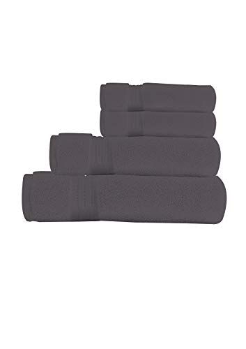 PAARIZAAT Luxury Bamboo Towels 4 - Piece Set for Sensitive Skin, [Hypoallergenic] [Extra Soft] [Super Absorbent] [Eco-Friendly] (Dark Grey)