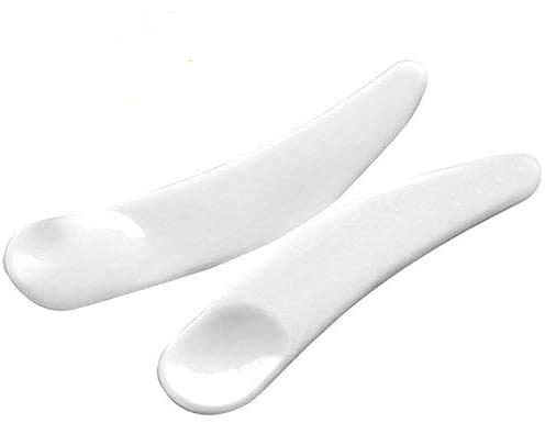 mciskin 100PCS Mini Disposable Curved Cosmetic Spatula Scoop Makeup Mask Spatula Plastic Spoon