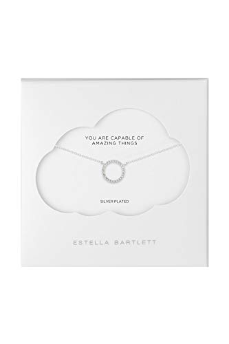 Estella Bartlett Large Pave Set Circle CZ Necklace - Silver Plated