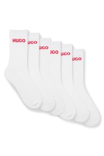 HUGO 6P QS Rib Logo CC Calcetines Cortos, White100, 43-46 para Hombre