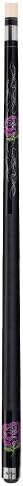 F-2770 Midnight Black with Fuchsia Glitter Rose and Metallic Flames Cue