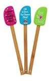 Kiss The Cook Whimsical Kitchen Spatula Set With Bamboo Handles, Set Of 3