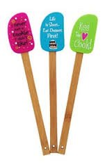 Kiss The Cook Whimsical Kitchen Spatula Set With Bamboo Handles, Set Of 3