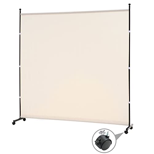 SIMFLAG 6FT Single Panel room divider with Wheels,Rolling Fabric room