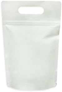 25 Pack, White Kraft Stand-up Zipper Pouch,Lined foil, With Handle