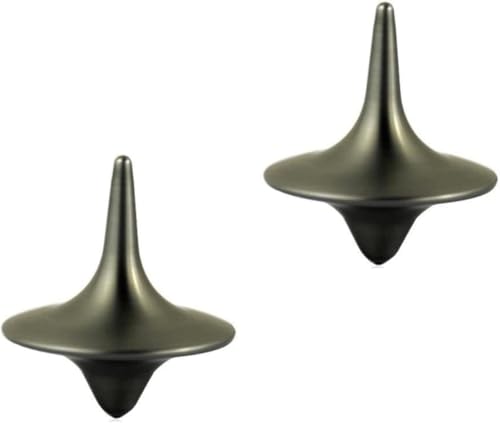 2Pcs Silver Accurate Spinning Top, Portable Precision Metal Spinner Top Premium Exquisite Perfect Balance Desktop Gyro Toys Vintage Totem Zinc Alloy Toy Desk Little Fidget Toy and Games, Decorations