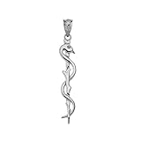 Fine 10k White Gold Rod of Asclepius Medicine