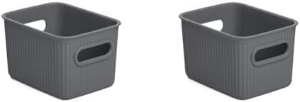 Tatay Baobab Multi-Purpose Small Storage Basket with Capacity for 1.5 Litres, Anthracite Grey, 12.5 x 16.4 x 10 cm (Pack of 2) โ image 1