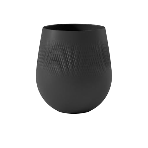 Villeroy & Boch Collier Noir Vase Carre No. 1, 20.5x20.5x22.5 cm, Premium Porcelain, Black