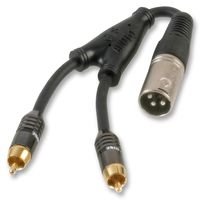 PRO SIGNAL PSG02976 3 Pin XLR Male to 2x Mono Phono (RCA) Male Lead, 250mm Black