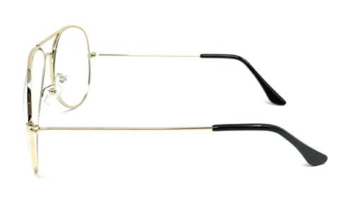 WebDeals - Clear Lens Aviator Eyeglasses Classic Retro Nickel Metal Frame (Gold Medium, Clear) - Thumbnail 5